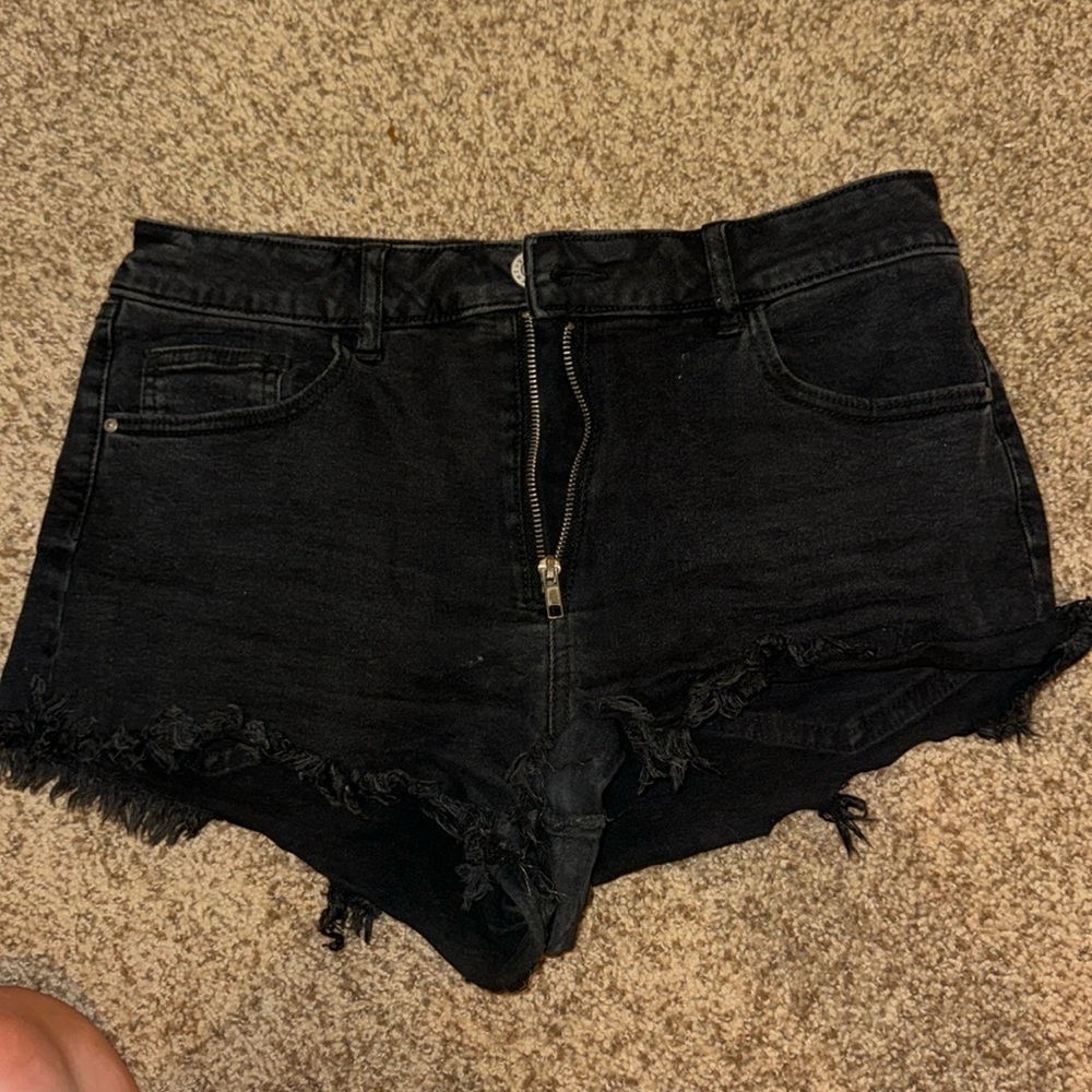 Black jean shorts